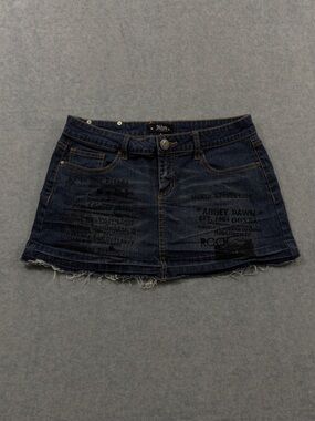 Y2K Abbey Dawn Graphic Print Denim Mini Skirt